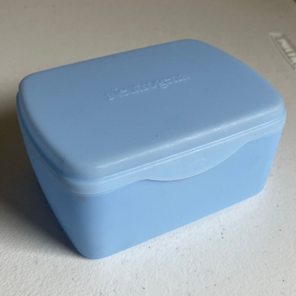 Vintage Neutrogena Blue Plastic Container Storage Box Empty 5.25”